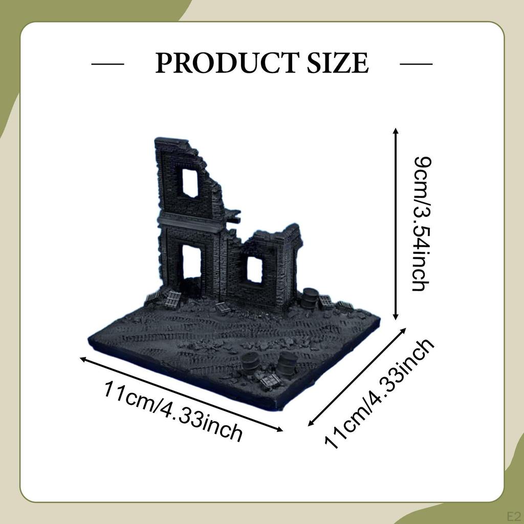 1/72 Wrecked House Model DIY Materials Realistic Base Ornament Micro Landscape Resin Miniature Ruins