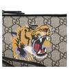 Gucci Distressed Tiger Head Print Presbyopia Logo Canvas Patch Leather Coin Purse Clutch Large Men's Ebony/Black