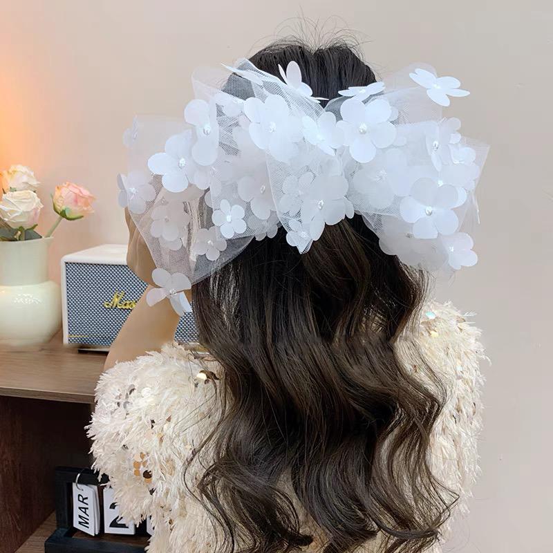 Super Große Schleife Haarspange Haarspangen Für Frauen Blume Schwarz Netz Haarklammer Mode Pferdeschwanz Strand Haaraccessoires Haarnadel Klammer