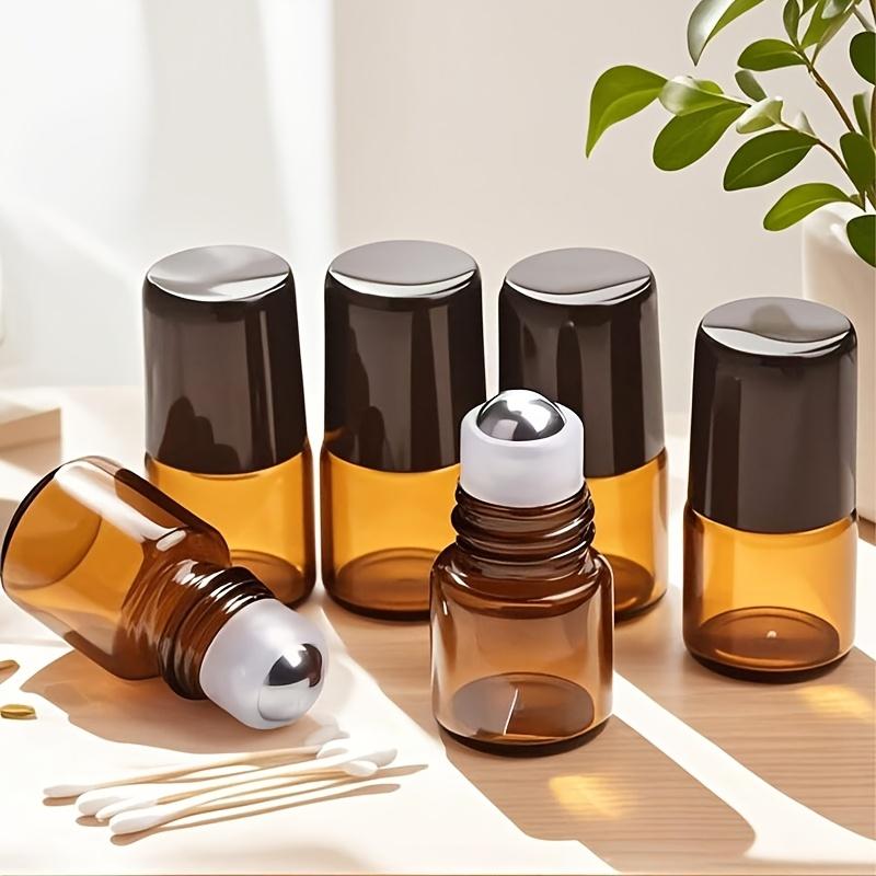 4pcs 0.03/0.07/0.1/0.17oz Amber Roller Bottles,Empty Rollerball Essential Oil Bottles,Perfume Dispensers,Transparent Waterproof Rollerball Bottles