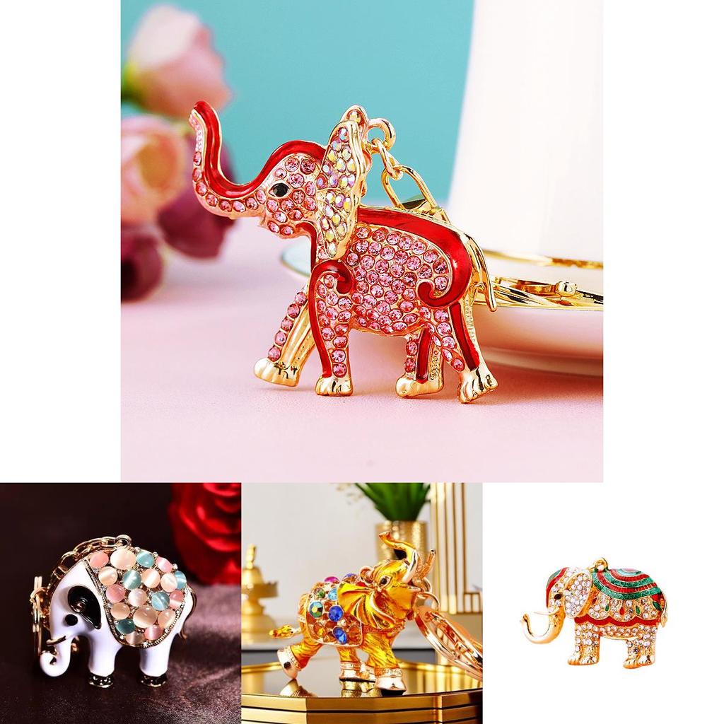 Adorable Elephant Metal Keychain With Sparkling Rhinestones Perfect For Gifts And Accessories