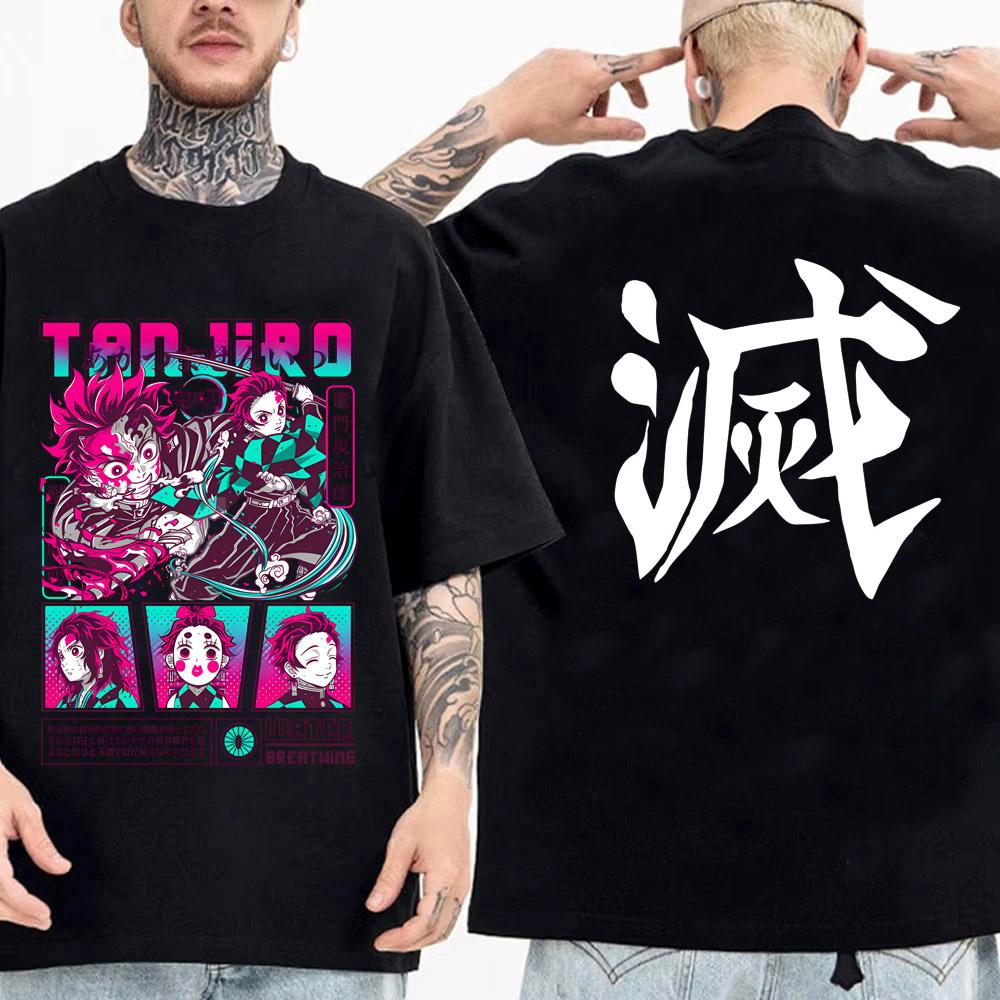 Japanese Anime Shirt Demon Slayer Infinity Castle T Shirt Men Cartoon Kimetsu No Yaiba High Quality Cotton Streetwear Clothes