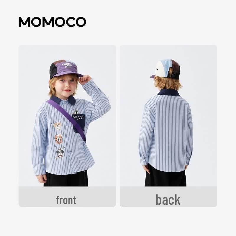 MOMOCO Boys' Striped Casual Long Sleeve Shirt