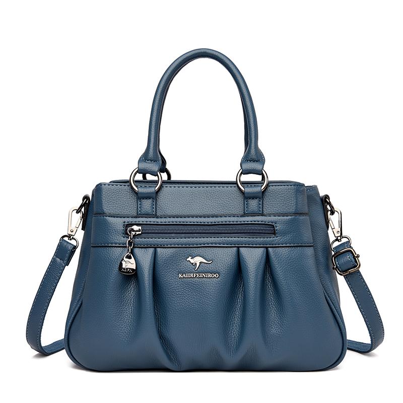

Luxury Handbags Women Bags Designer 3 Layers Leather Hand Bags Big Capacity Tote Bag for Women Vintage Top-handle Shoulder Bags синий