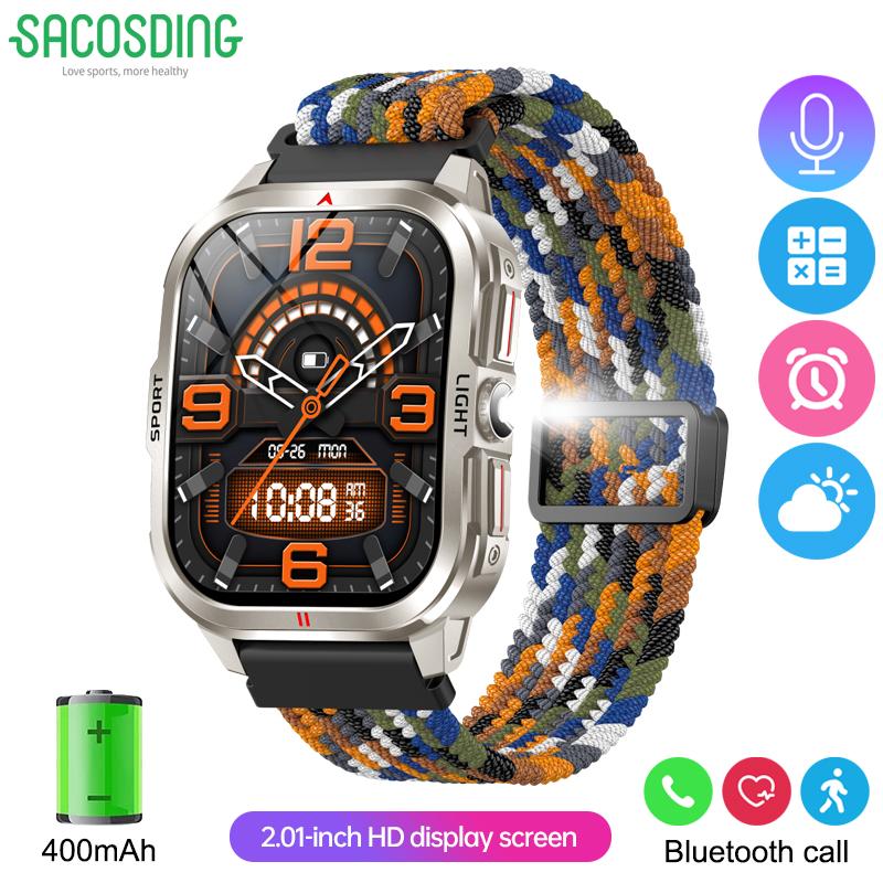 SACOSDING Rugged Smart Watch Men Outdoor Sport Smart Watches Heart Rate Monitor Bluetooth Call Man Smartwatch For Androd ios