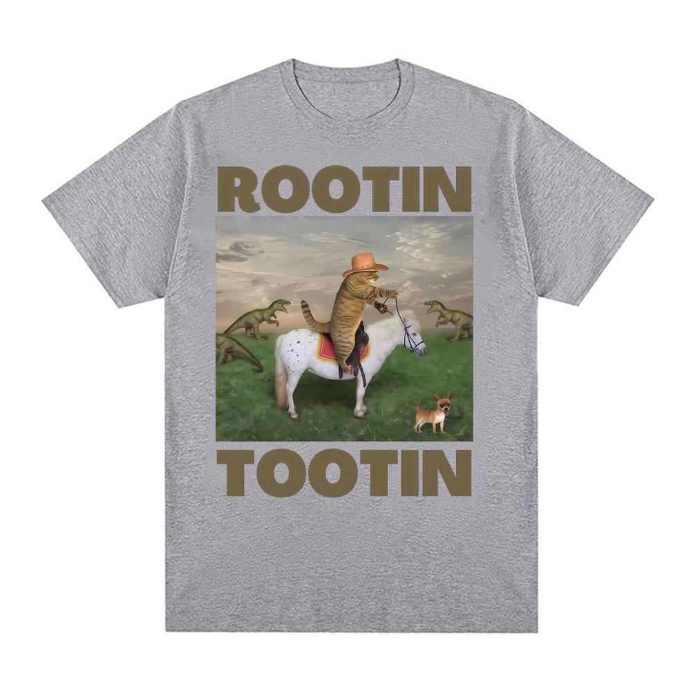 Rootin Tootin Cowboy Cat Graphic Tshirts Unisex Clothing Retro Fashion Humor Short Sleeve T Shirts Cotton Casual Oversized Tshirt
