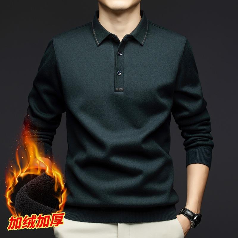 Winter Men s Long Sleeve T-Shirt Trendy Polo Shirt Lapel Collar Fashion M