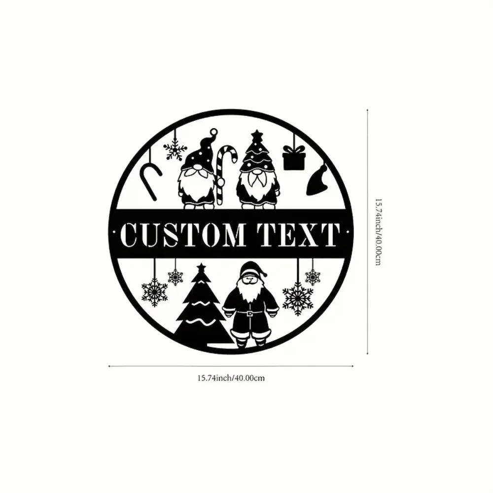 

Santa Claus Christmas Tree Metal Wall Art Matte Finish Metal Decor for Office Holiday Gift