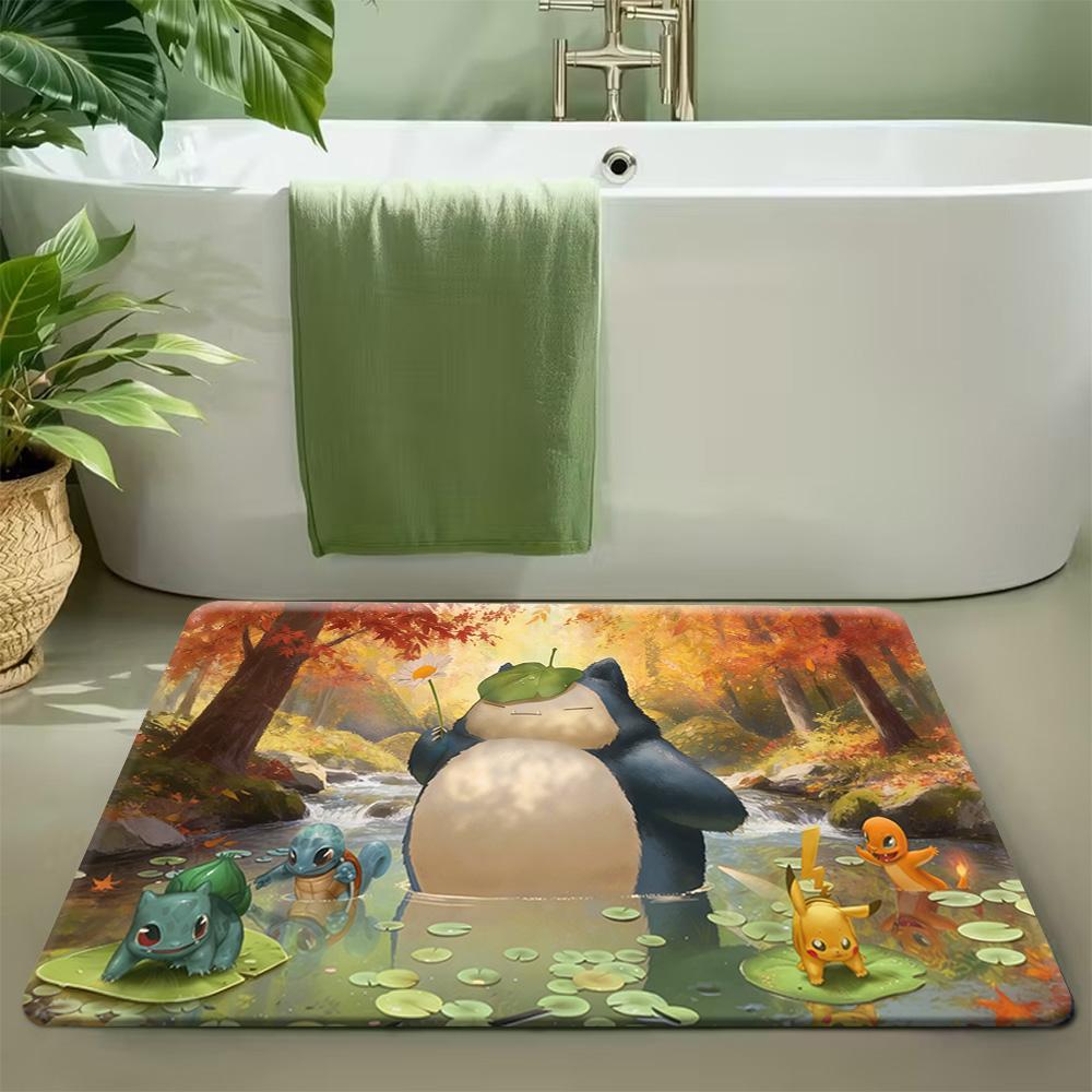 Cute Cream Plush Creature Print Doormat Non-Slip Absorbent Floor Mat for Indoor Entrance 40x60cm
