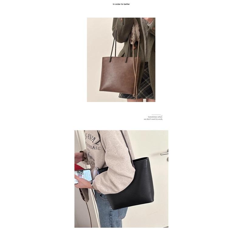 Winter Portable Commuter Bag Female Retro Simple Tote Bag Wild Large-capacity Shoulder Bag