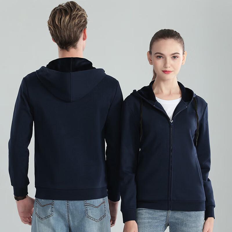 Romon Unisex Fleece-Lined Zipper Hooded Sweatshirt