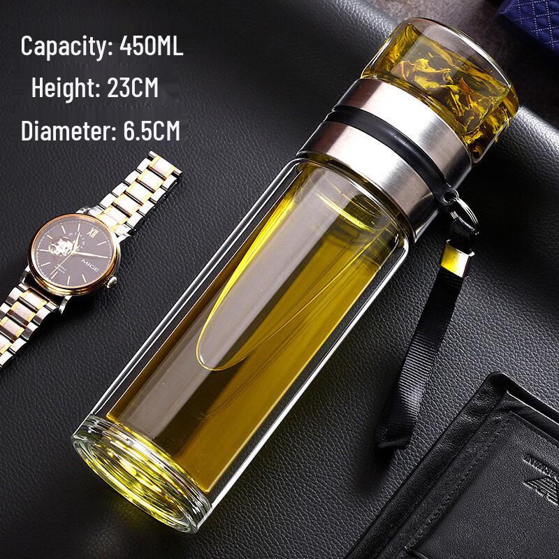 OLOEY Double-Layer Tea Infuser Glass Bottle