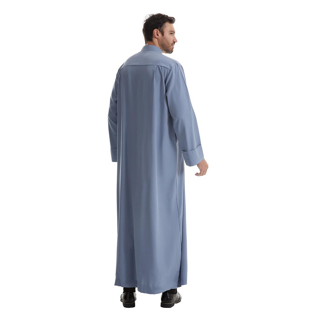 Abito lungo da uomo con colletto alla coreana, manica lunga, vestaglia, stile etnico, costume nazionale tradizionale cinese, outerwear ampio e casual
