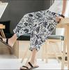 Cotton And Linen Pants Summer Beach Cropped Pants Men's Loose Large Size Bloomers Ethnic Floral Pants