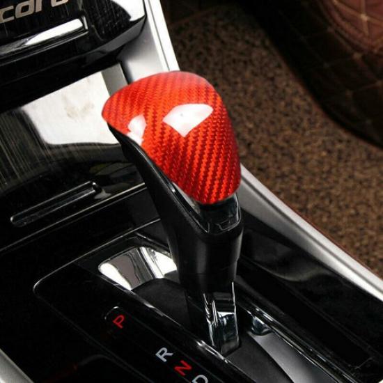 Real Red Carbon Fiber Gear Shift Knob Cover Trim Fit for Honda Accord 13-17