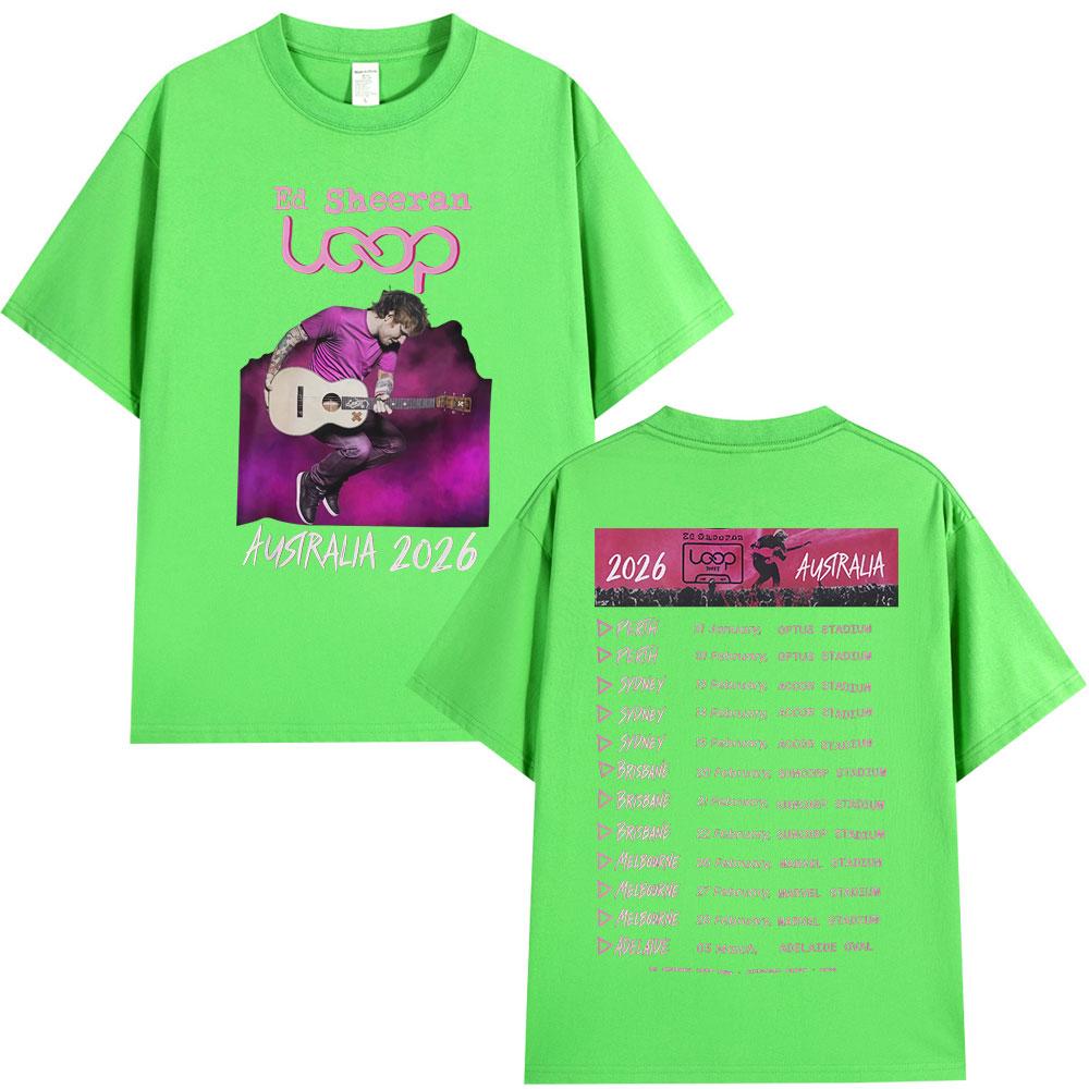 Ed Sheeran Loop Tour Australia 2026 Tour Merch Tshirts Fans Gifts Men Women Clothing Fashion Hip Hop Cotton Oversized T Shirts