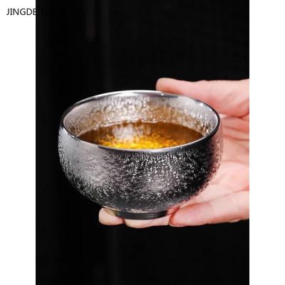 120ml High-grade Silver-plated Ceramic Tea Cup Handmade Zen Master Cup Custom Portable Beauty Teacup Chinese Tea Accessories