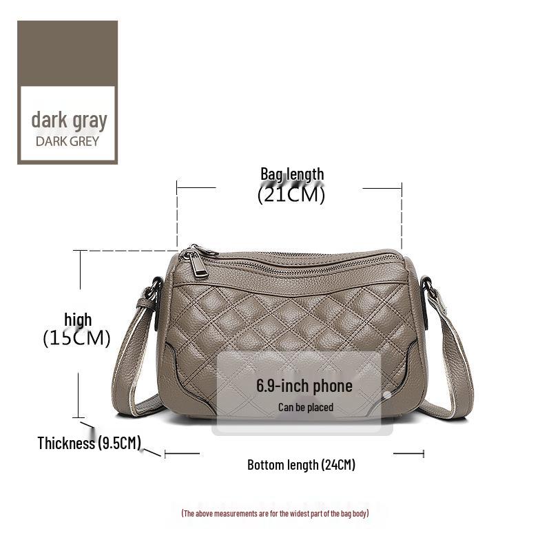 Genuine Leather Large Capacity Women's Shoulder & Crossbody Bag with Diamond Pattern - 2026 Trendy Casual Fashion Backpack