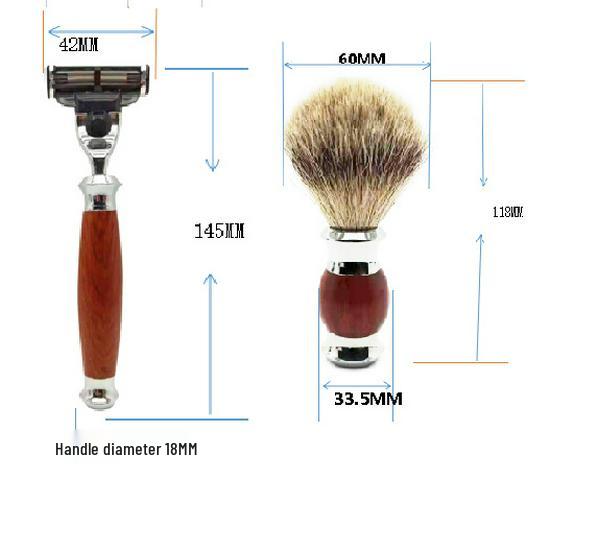 Red Rosewood Double-Sided Razor Set with Beard Brush, Bowl, Scraper, and Holder