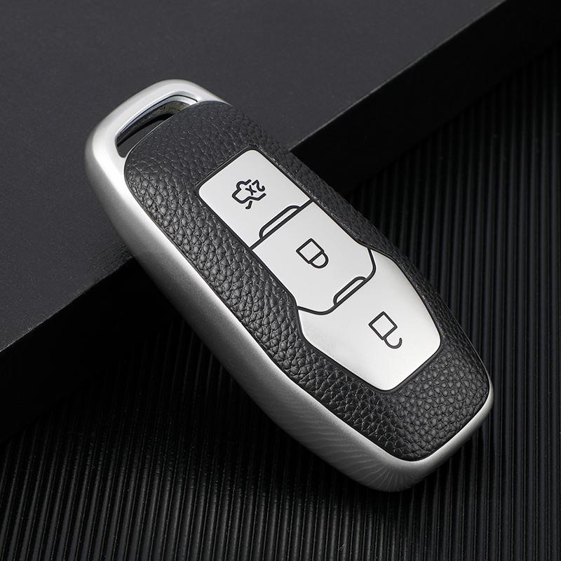 

Leather TPU Car Remote Key Case Cover Holder For Ford Focus 3 4 ST Mondeo 5 MK5 Mustang F-150 Explorer Edge Fiesta Kuga MK3 4 серебряный