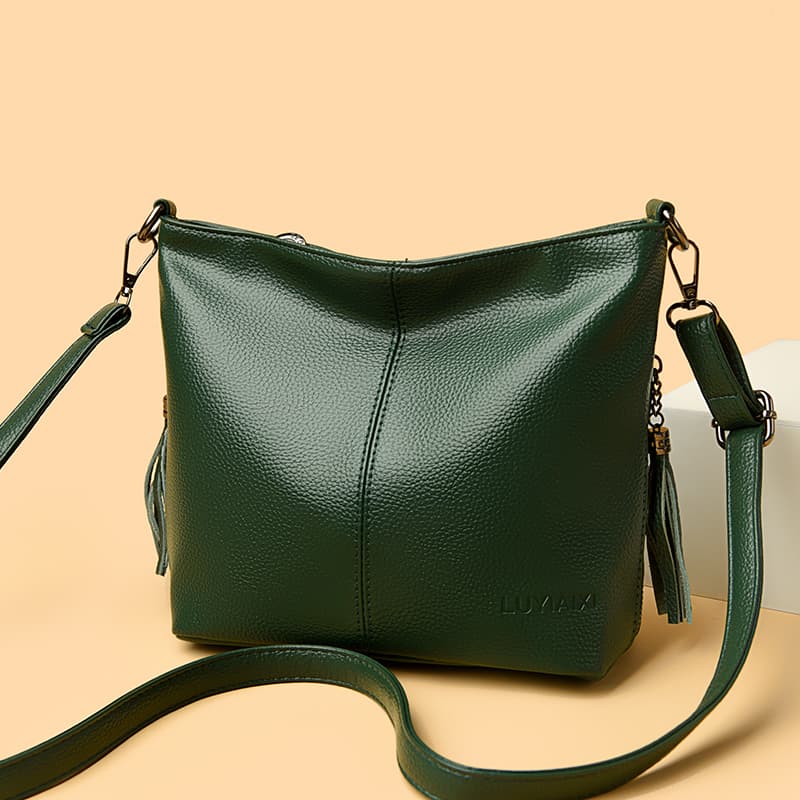 Soft leather fringed shoulder bag Crossbody tote women's bag