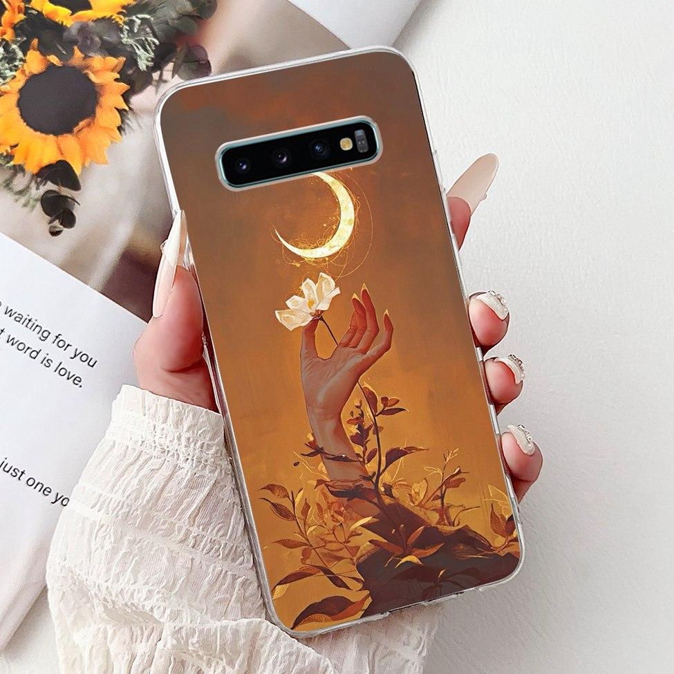 For Samsung S10 Plus Case SM-G975F Cute Kawaii Fashion Flowers Luxury Cool Painted Soft Cover For Samsung Galaxy S10+ Phone Case