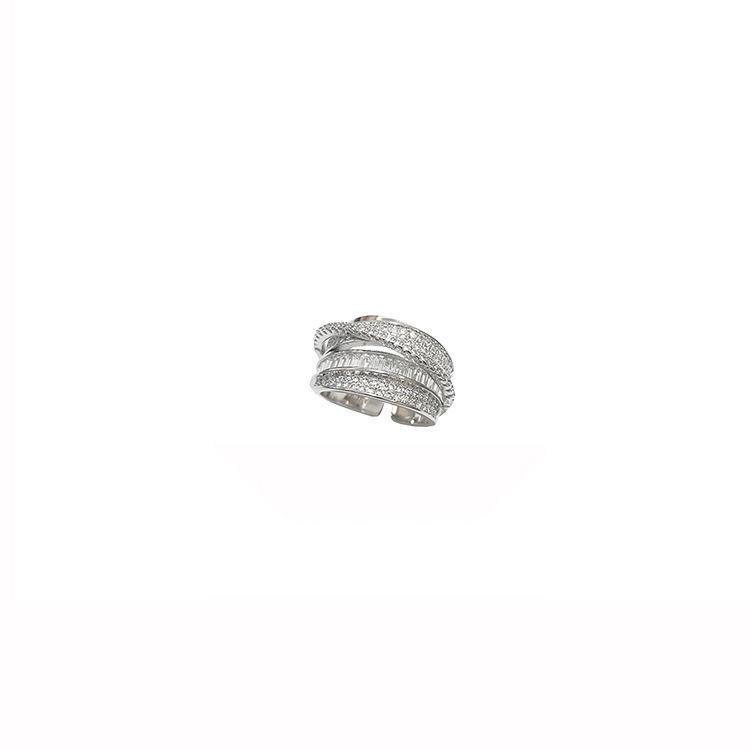 Elegant Rhinestone Zirconia Multi-layer Index Finger Ring for Women – Adjustable Designer Style