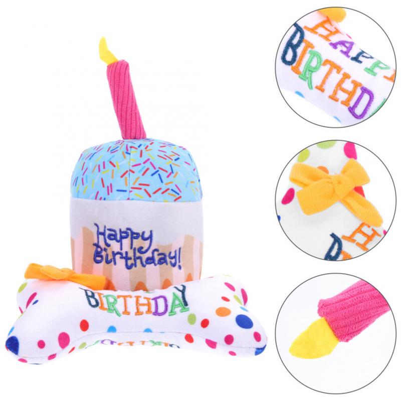 2 Pcs Cat Chew Toys Plush Squeaky Kitten Pet Toys