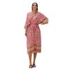 Womens Cotton Printed Beach Cover Up Dress With Waist Tie UPF Sun Protection Kimono Style Swimwear Set