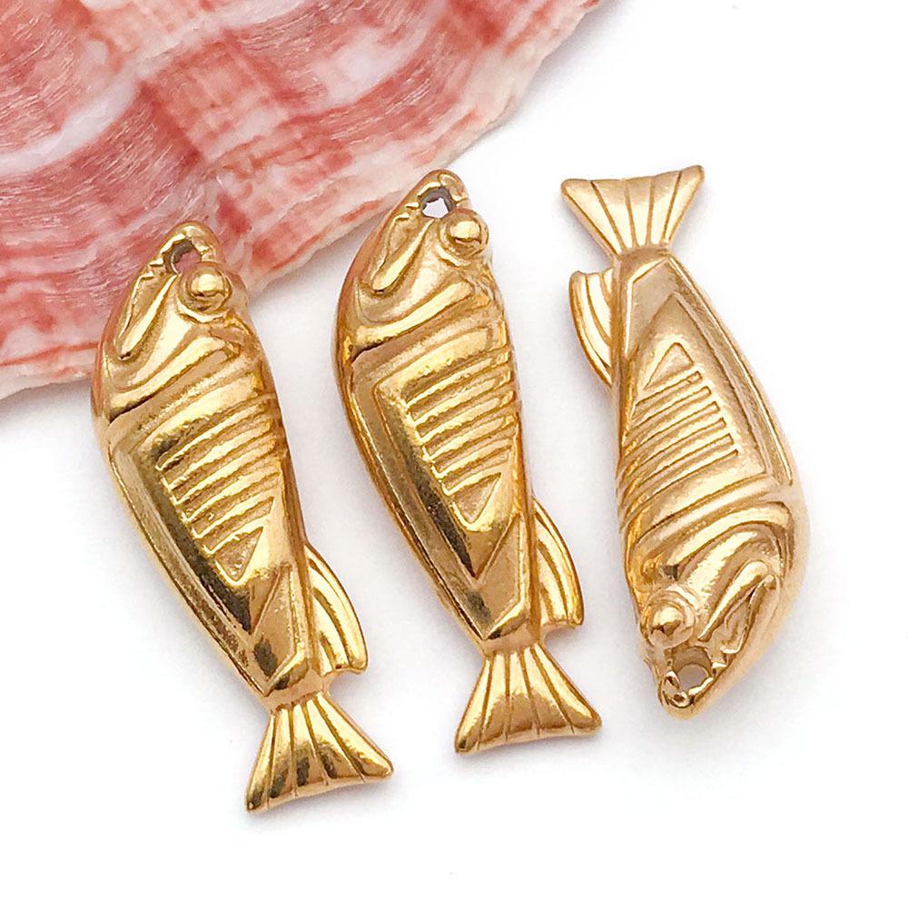 Stainless Steel Tropical Fish Goldfish Pendant Charm for DIY Jewelry.