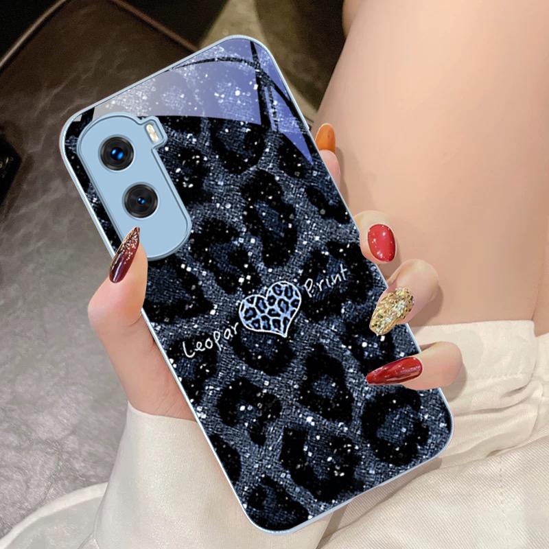 Leopard Spotted Love Green For Honor 200 90 8X 9X Pro Lite P50 P40 Nova 10 11i P60 Magic4 6 Mate 20 50 Tempered Glass Phone Case
