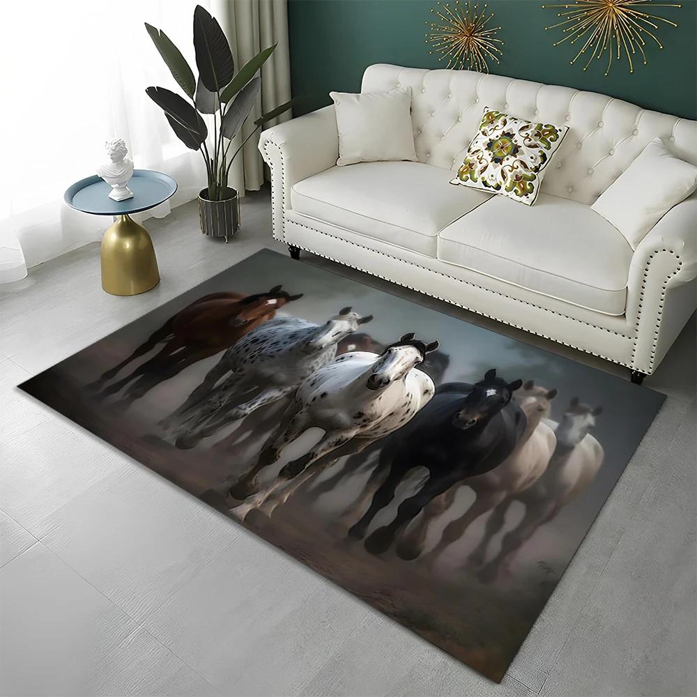 3D Animal Pentium Gallant Horse Steed Carpet Rug for Home Living Room Bedroom Sofa Doormat Decor,kid Area Rug Non-slip Floor Mat