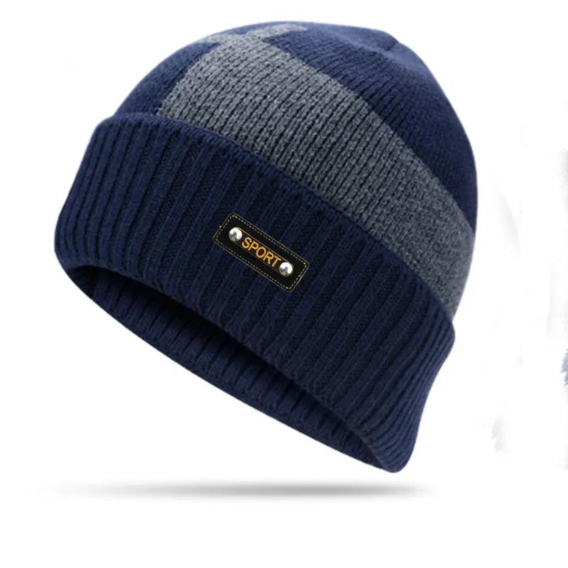 WTEMPO Cold-proof Windproof Outdoor Cycling Knitted Hats Men's Solid Color Thick Fleece Winter Soft Plush Woolen Hats