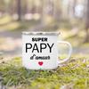 Super Papy Mamie Print Enamel Mug Creative Coffee Cups Drinks Water Milk Cup Enamel Mug Home Drinkware Gifts for Grandma Grandpa