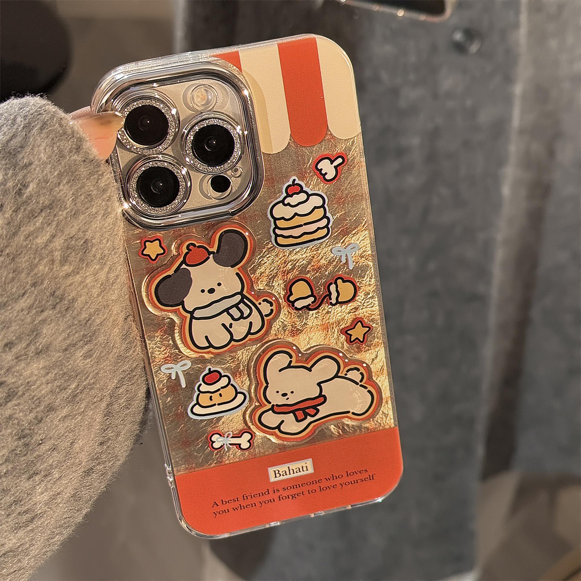 

Cute Red Grid Puppy Suitable for 17promax Mobile Phone Case Apple IPhone 16 Three-dimensional Cartoon 13 Lanyard 14 Hard 12pro