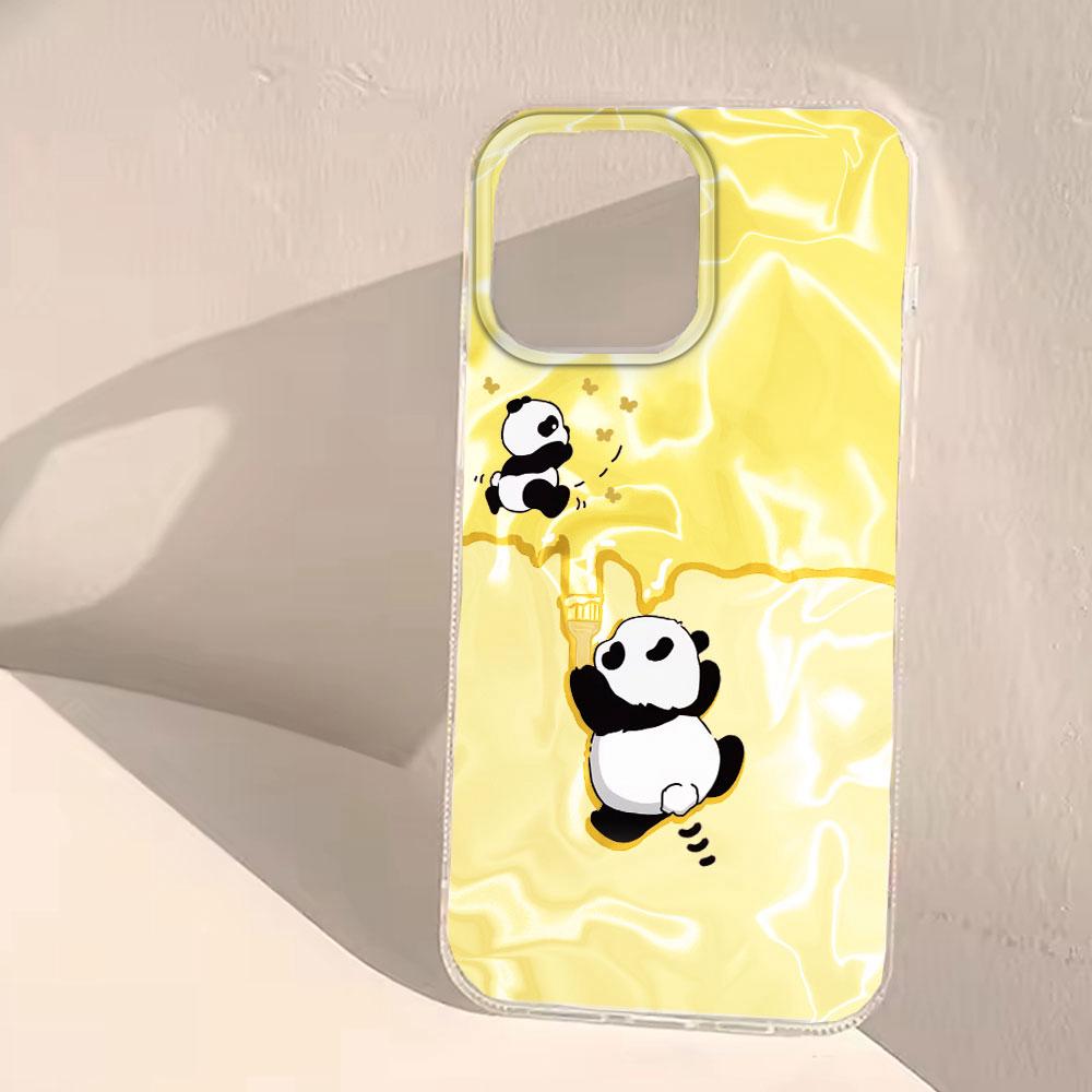 Cute Panda Cartoon Gradient Phone Case For Samsung Galaxy A56 A07 A17 A55 A36 A26 A16 A53 A06 A14 A24 A34 A54 A15 A12 Hard Cover