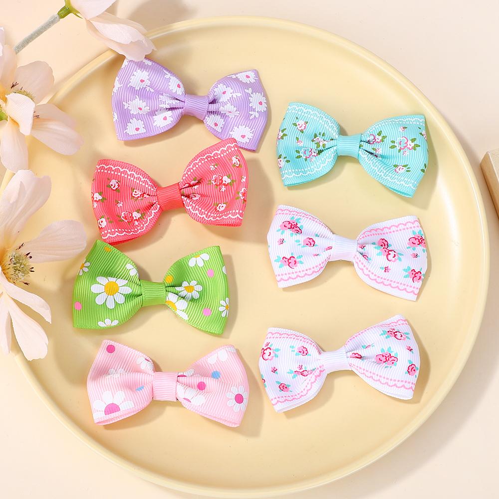 40pcs Random Color Nylon Kids Bows Hair Clips for Baby Girls Handmade Bowknot Hairpin Barrettes Photograph Hair Accessories