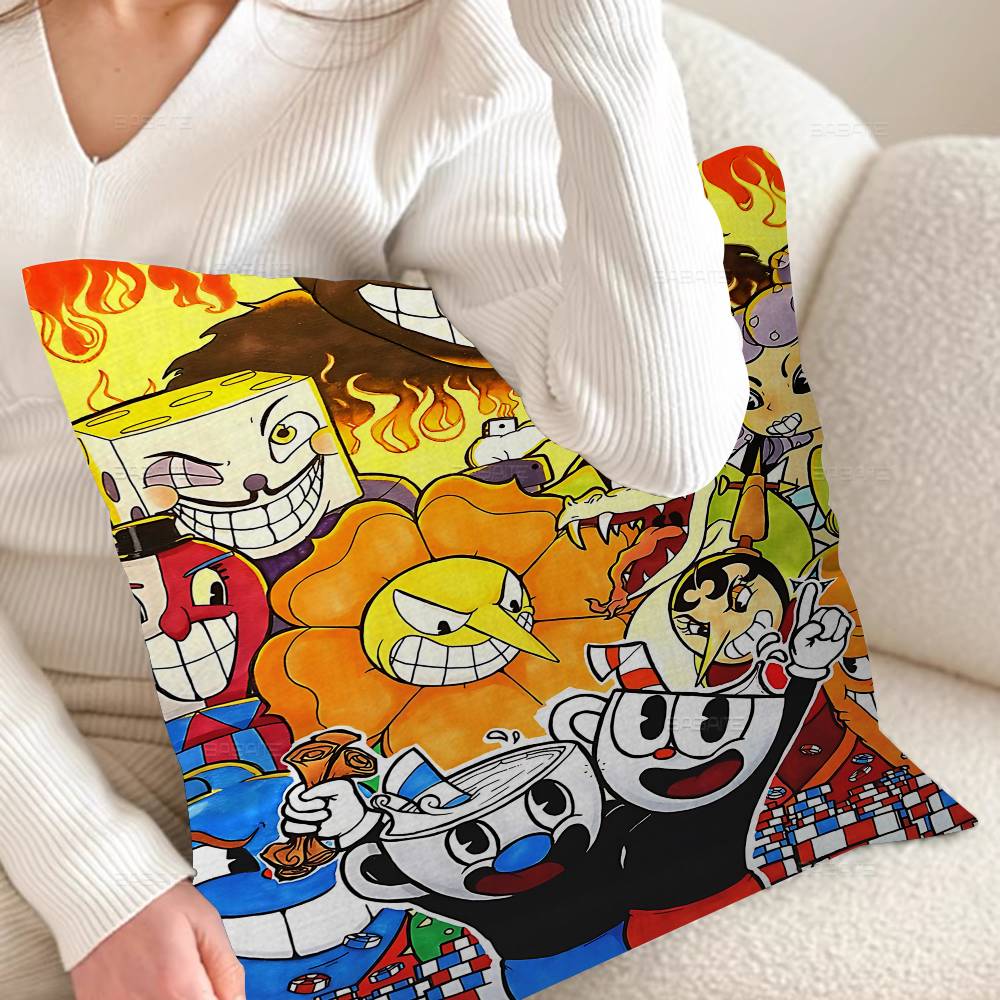 Cartoon Game C-Cuphead Cushion Cover Inches Farmhouse Decor Home Throw Pillow Covers For Couch Decorations