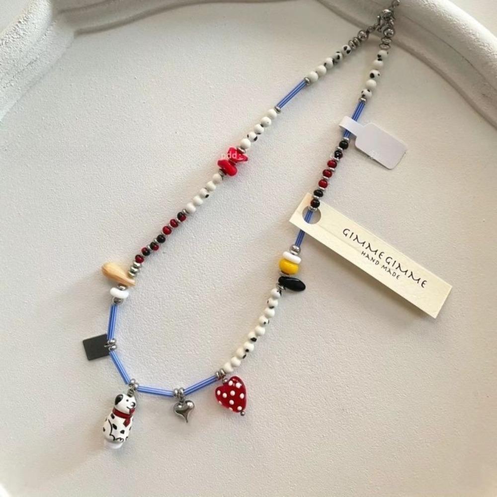 

Персонализированное ожерелье-чокер, подарок, ювелирное изделие, бусины, цепочка на шею, ожерелье с подвеской в виде щенка далматина, женщины