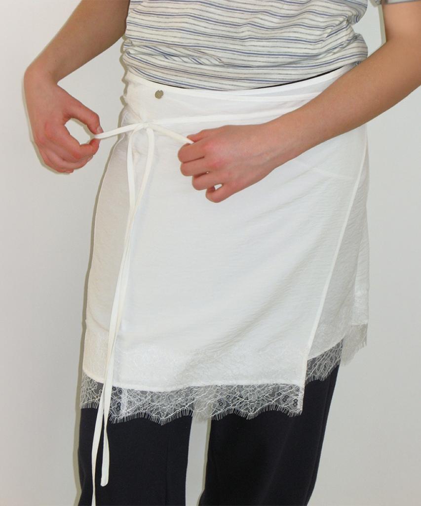 Ronron Lace Trim Wrap Skirt White