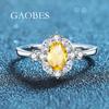 Sterling Silver Egg-Shaped Women's Ring with Green Nano, Red, and Yellow Diamonds - High-End Socialite Fashion Jewelry.