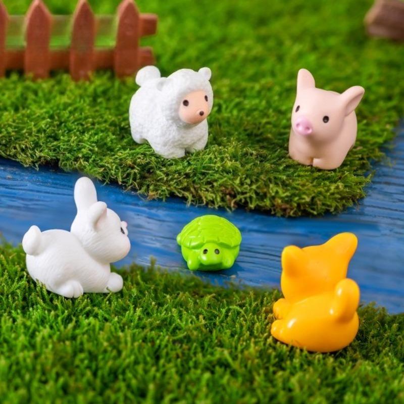 1Pcs Cute Animals Micro Figurine Rabbit Sheep Duck Pig Cat Horse Frog Turtle Snake Koala Mini Ornament Garden Landscape Decor