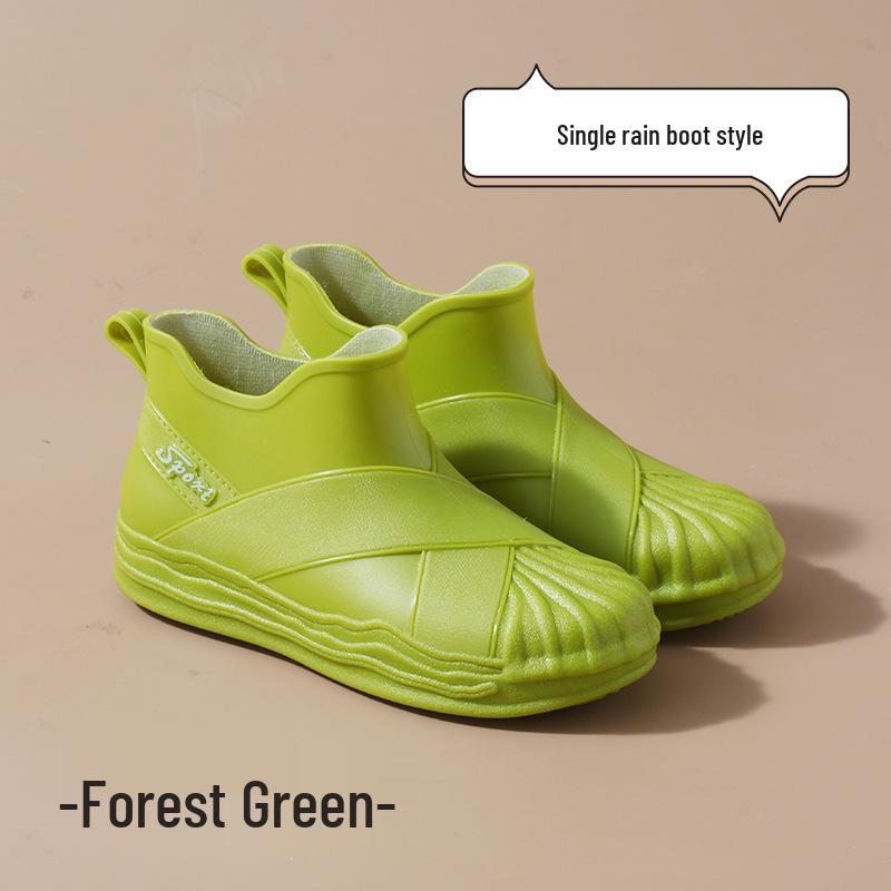 Women's Fashionable Short Ankle Rain Boots with Cotton Velvet Liner - Non-slip, Low Cut, Warm Rubber Shoes