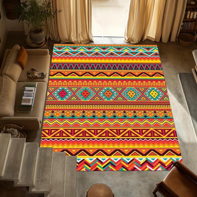 Vintage Native American Style Carpet Mat Rug Multi - Layered Geometric Patterns Perfect for Living Room Bedroom Home Decoration 40x60cm
