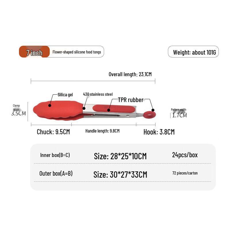 Wu Tuo Stainless Steel Silicone Food Tongs