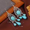 Bohemian Ethnic Retro Floral Turquoise Dangle Earrings