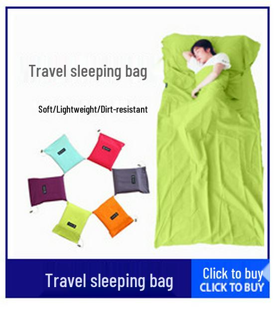 Portable Travel Sleeping Bag - Adult Envelope Style, Anti-Dirt, Pure Cotton Liner, In Stock