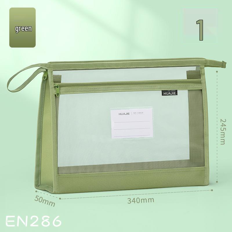 

Double Layer Thickened Transparent Zippered Mesh File Tote Bag