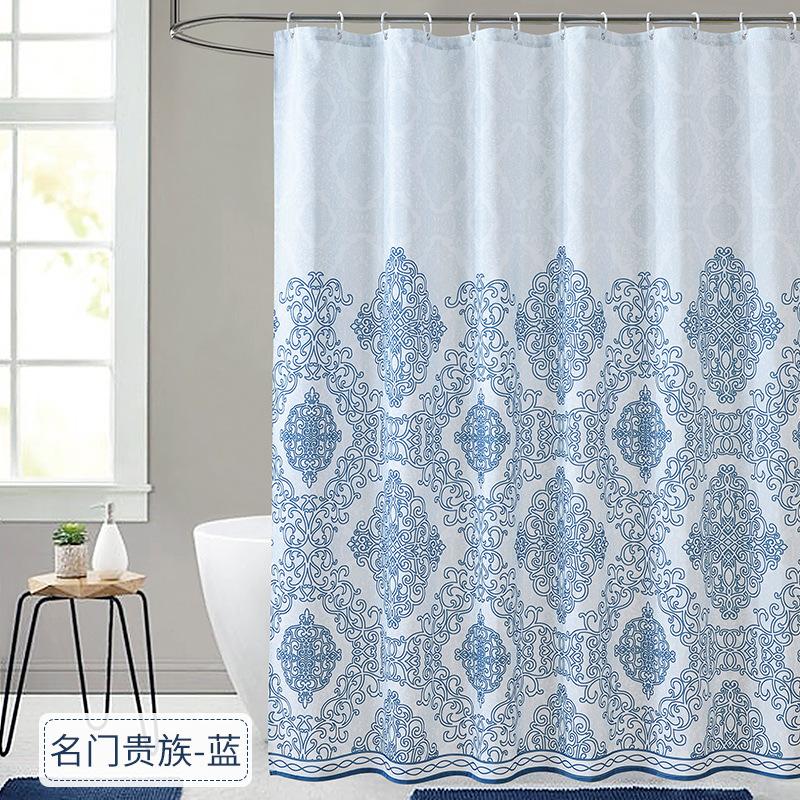 Shower Curtain Geometric Print Waterproof Bathroom Curtains with Hooks Classic Style White Fabric for Toilet 200cm Retro Decor