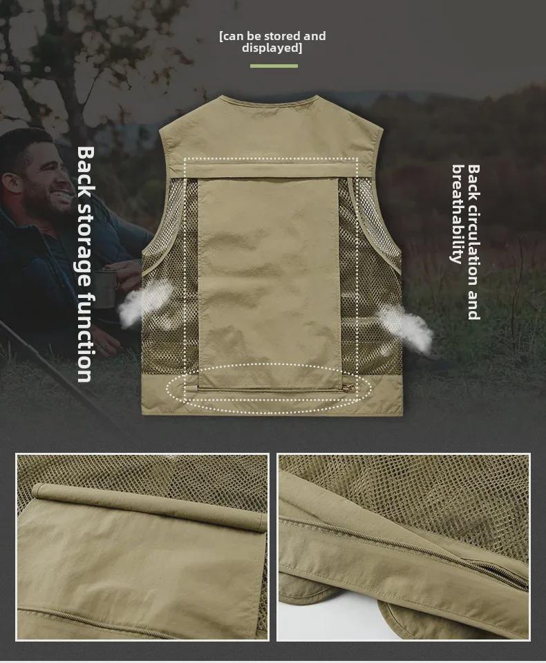 Vestă casual pentru bărbați pentru pescuit și fotografie cu buzunare multiple pentru primăvară și toamnă